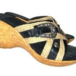 Onex Women's Black and Tan Wedge Sandals Size 6.5 Photo 6