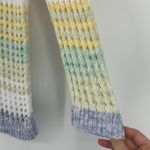 Talbots  Open Knit Sweater Rainbow Stripe Pullover Long Sleeve Cotton Size MP Photo 3