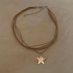 Brown Cord Star Pendant Choker Necklace Tan Photo 1