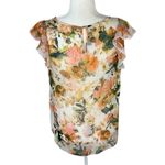 A Byer A. Byer Short Sleeve Floral Blouse Size M Photo 3