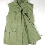 ZARA Trafaluc Green Army Denim Vest With Zipper Photo 1