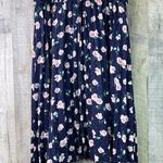 Maison Jules Size Large Navy Blue Floral Print Stretch Waistband Pleated Skirt Photo 0