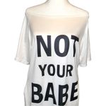 SHEIN Cute white off shoulder top with fun sayings in black! New Size L Photo 2
