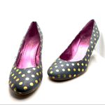 OH DEER! GRAY LEATHER "LADY IN WAITING" GOLD POLKA DOT HEELS (8) Photo 7