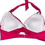 Lands' End Lands’ End Pink Embroidered Halter Bikini Swim Top Photo 3