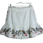Farm Rio NWT  Pitanga Embroidered Mini Skirt White Floral Boho Cotton Medium Photo 3