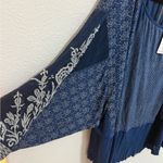 Free People  Indigo Dreams Oversized Tunic Top Navy Blue Small NEW Boho Chic Photo 10