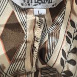 Satin Shift Dress 60s Mod Style Open Back Tie Date Night Boho Print Mini Brown Size L Photo 2