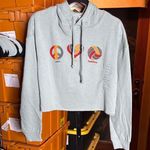 Independent Trading Co Lennon Cropped Peace Love Happiness Hoodie Sage Sz Medium Green Photo 0