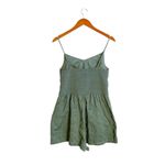 Aerie Olive Green Floral Eyelet Smock Sleeveless Front Tie Cut Out Romper Photo 2
