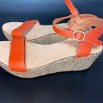 Maypol  Brown Leather Woven Wedge Heels Platform Sandals Women's Size 38 US 7.5 Photo 4