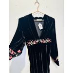 RIXO Black Floral Embroidered Velvet V Photo 11