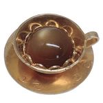 Vintage Cabachon Tea Cup Style Goldtone Small Charm Photo 0