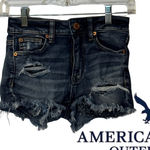 American Eagle  Outfitters Women's Distressed Dark Blue Jean Shorts Photo 0