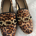 Ann Taylor  loafers animal print size 8 chunky heel real fur Photo 0