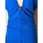 ZARA  Dress Women Medium Royal Blue Ruched V Neck Sleeveless Midi NWT Party Photo 7