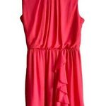 Iz Byer Coral Mini DRESS Juniors Size 14 Pink Orange Pleated Ruffled Sleeveless Photo 0