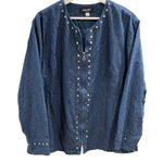 Nira Nira New York Blue Zipper Front Top with Silver Embellishments Size L Photo 0