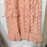 Side Cutout Pink Orange Patterned Women's Dress Ruffled Lined Size Medium Photo 3