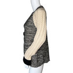 Willow Sweater Women Medium Gray Biege Buttons Neutral Minimalist Boho Lagenlook Photo 2