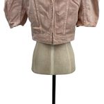 Ulla Johnson Renee Top Crop Denim Puff Sleeve Zip Sweetbriar Pink Size 8 Photo 9