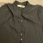Everleigh Black 1/2 Button Front Sheer Crepe Women's Long Sleeve Blouse Size XS Photo 8