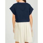 NEW Blue Crew Neck Pullover Oversized Sweatshirt Short sleeve Mini Dress L Size L Photo 1