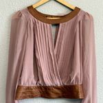 Double Zero ‎ Faux Leather & Chiffon Blouse NWOT Size Large Photo 1