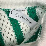 Green and White Button Down Crochet Shirt Size M Photo 6