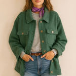 Joie  Wool Blend Olive Green Work Coat Effortless Chic Boho Classic Casual Photo 0