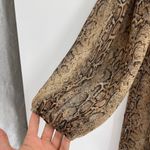 Ganni  Long Sleeve Smocked Dress  Light Brown Snakeskin Print Size 38 Us Size 6 Photo 4