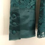 Rachel Parcell  Dark Green Botanical Floral Lace Flutter Sleeve Top NEW Photo 4