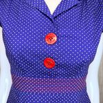Ruby Rox  blue and red pin up style cap sleeve polka dot dress sailor style 3 sm Photo 2