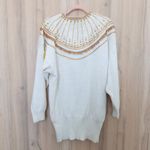 VTG Bonnie Boerer Women Novelty Sweater Size XL Ivory Bird Embellished 80s Artsy White Photo 7