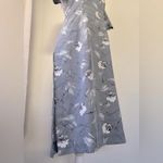 Vintage ‘70s Gray & White Floral Print Short Sleeve Midi Dress w/ Side Slits Size XS Photo 5