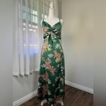 Dark Green Floral Print Tie Photo 2