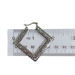 Stainless Steel Silvertone Bold Diamond Cut Statement Earrings Photo 4