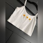 Brandy Melville  JOHN GALT White Crop Tank Top Flowers Women’s One Size EUC Photo 2