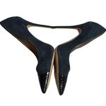 JEAN MICHEL CAZABAT Eris Black Suede Lizard Pointed Cap Toe Pump Heels Sz 40 Blue Photo 3