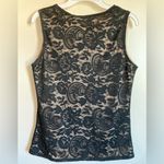 Mossimo Supply Co 🌞Mossimo Black Floral Lace Over Nude Short Sleeve Shirt Blouse #S Photo 5