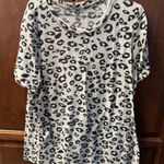 White Birch  Leopard Print Short Sleeve Top - Black and Gray Photo 0