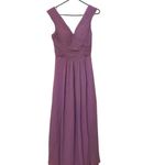 Abby Paris Mauve Long Chiffon Pleated V-Neck A-Line Formal Bridesmaid Prom Dress Photo 7