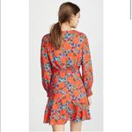 Saloni Eve Mini Dress Tangerine Sweetpeas Chiffon Viscose Smock V Neck Size 0 Orange Photo 6