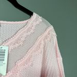 Torrid NWT Women's Pink Coquette Lace Insert Sweatshirt - Size 00 (M/L) - Waffle Photo 1