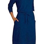 Soft Surroundings Easy Living Dress Denim Blue Cinched Waist Women's Size Large Photo 0