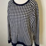 Draper James navy blue & white gingham cotton sweatshirt size L Photo 2