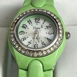 Vivani Bright Green with Silver Rhinestone Face Link Watch Photo 1