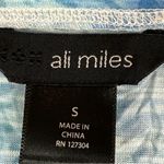 Ali Miles Top Womens S Blue Beach Print Burn Out Crinkle Knit Artsy Tunic Blouse Photo 2