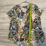 Tahari  Multicolor Leaf Print V-Neck Top Photo 5