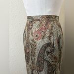 Vintage Talbots Paisley 100% Silk Wrap Maxi Skirt Silver/Beige/Brown 14. NWT Gray Photo 2